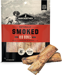 Barkworthies USA Hickory Smoked Rib Bones - 10 Count (Pack of 1) - All-Natural, Smoky Aroma, Long-Lasting