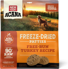 ACANA Freeze Dried Dog Food Patties Meal & Topper, Grain Free High Protein Free-Run Turkey Recipe