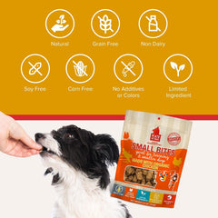 PLATO Small Bites Dog Treats, Natural Bite Sized Real Meat & Chicken Flavor, Grain Free & High in Protein, Air Dried Authentic Ingredients, 2 Calories Per Treat, Made in the USA