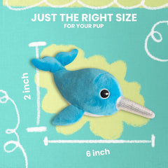 Snugarooz Baby Nikki The Narwhal Dog Toy with Repair Patch – Soft Plush - Squeaker & Crinkle Sounds – Perfect for Interactive Fun - Cuddles