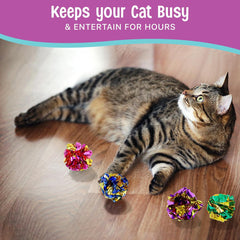 SPOT Mylar Balls Cat Toys - Fun, Crinkly Balls are Perfect for Swatting and Batting, Shiny and Colorful Toys to Entertain Cats and Kittens - Pack of Four 1.5" Balls, Assorted Colors