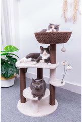 PetPals Group Quartz Handwoven Eco-Friendly Cat Tree with Paper Rope Scratching Posts, 36" H