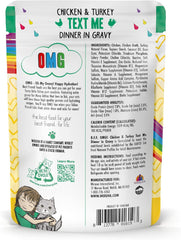 Weruva B.F.F. OMG - Best Feline Friend Oh My Gravy!, Chicken & Turkey Text Me with Chicken & Turkey in Gravy 2.75-oz(Pack of 12)