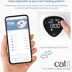 Catit PIXI Smart 6-Meal Feeder – Automatic and Customizable Feeding Schedule with App Support, White