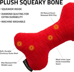 Playology Plush Squeaky Bone , All Natural Beef