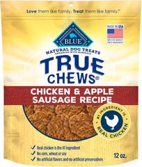 True Chews - Blue Buffalo True Chews Dog Treats, Made in the USA with Natural Ingredients, Chicken and Apple Sausage Recipe, 12-oz Bag
