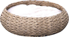 PetPals Hand Made Paper Rope Round Bed for Cat/Dog/Pet Sleep with Pillow, Natural (Round)
