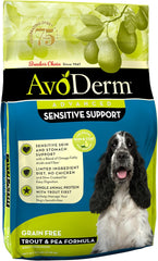 AvoDerm Advanced Sensitive Support Grain-Free Trout & Pea Formula Dry Dog Food, Sensitive Stomach, 22lb