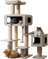 PetPals 71” Grand Maine Coon™ Cat Tree – Ontario, with 2 Large Condo, Replaceable Cardboard Scratcher, Washable Bed, Sustainable Sisal Posts, (Beige)