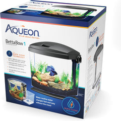 Aqueon BettaBow with Quick Clean Technology Aquarium Kit, Black Black 1 Gallon