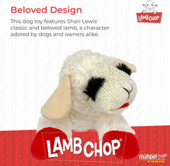 Multipet Lamb Chop Dog Plush Toy - Squeaky Dog Toy for Small & Medium Dogs - Extra Soft Plush Dog Toy - Stuffed Animal Dog Toy for Cuddling & Playing - Cute Pet Toy (10", Cream, 5 Squeakers)