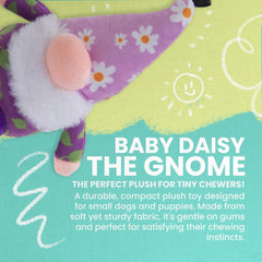 Snugarooz Baby Daisy Gnome Dog Toy with Repair Patch – Crinkle & Squeaky Fun – Perfect for Small Dogs, Made from Recycled Materials
