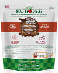 Nylabone Healthy Edibles Natural Dog Chews Long Lasting Meaty Center Beef Flavor Treats for Dogs, Small (12 Count)