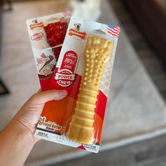 Nylabone Textured Knuckle Bone Power Chew Toy for Dogs, Durable & Tough Dog Toys for Aggressive Chewers, Peanut Butter Flavor, X-Large - Over 50 Ibs, 1 Count