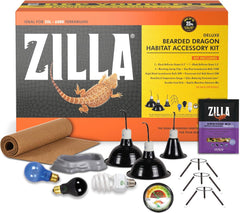 Dragon Habitat Accessory Kit, Easy Starter Kit for Bearded Dragons, Includes Lighting, UVB, Heat, Bedding, Humidity, Temperature and Food, Ideal for Habitats 20L - 60 BR Terrariums