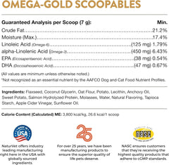 NaturVet Scoopables Omega-Gold Anchovy Oil & Salmon Supplement For Dogs and Cats - Supports Healthy Skin & Coat Plus DHA, EPA, Omega-3, & Omega-6 - Anchovy & Salmon Flavored For Dog and Cat