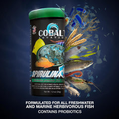 Cobalt Aquatics Spirulina Flakes with Blue Flakes, 1.2 oz - Premium Fish Food for Health & Vitality - Perfect for Freshwater & Marine Aquariums