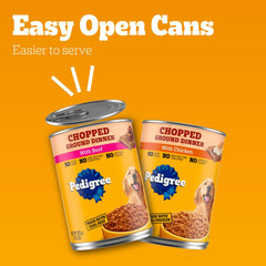Pedigree Chopped Ground Dinner Wet Dog Food Chicken & Beef Variety Pack, 13.2 oz. Cans (12 Count, Pack of 1)