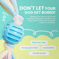Snugarooz Snuggle Ball Dog Toy – TPR with Braided Cotton Rope – Aids Dental Health – Durable for Chewing & Fetch Play - Made from Recycled Materials