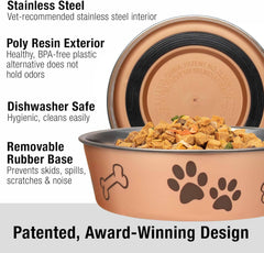 Loving Pets Bella Dog Bowls- Stainless Steel Dog & Cat Bowls - Spill Proof Dog Food Bowl, Cat Bowl, Puppy Essentials & Pet Supplies Great for Home & Travel