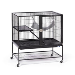 Prevue Pet Products Ferret Stack One Story Ferret Home with Portable Stand, Escape Proof Lock, Hammock, Ramps, Expandable Add-On Cage Stacking System
