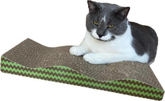 SPOT Wave Cat Scratcher - Corrugated Scratching Board with Wavy Design, Made from 100% Eco-Friendly & Recyclable Cardboard, Encourages Good Scratching Behavior - 17" Board with Catnip Pouch Included