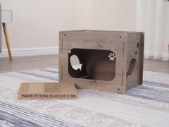 PetPals Nifty Grey Cat Brush, Grooming and cat Massager with Scratching Pad, Size 14.5" x 14.5" x 14"