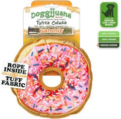 SMARTERPAW Doggijuana | Tuffer Chewer - Interactive Dog Toy with Juananip Refill | Refillable Durable Dog Toy for Engaging Play and Natural Calming (Sprinkled Donut)