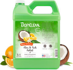 TropiClean Citrus Flea & Tick Shampoo for Dogs, Soothing Bite Relief, Fresh Citrus Scent 1 gal