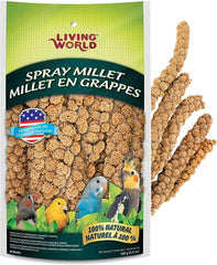 Living World - Millet Spray for Birds, Premium Treat for Budgies, Canaries, Finches, Cockatiels and Other Pet Birds