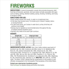 HomeoPet Fireworks, Safe and Natural Loud-Noise-Anxiety Calming Supplement for Cats, Dogs, and Other Small Animals, 15 Milliliters