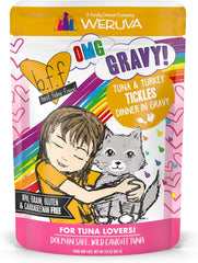 Weruva B.F.F. OMG - Best Feline Friend Oh My Gravy!, Tuna & Turkey Tickles with Tuna & Turkey in Gravy Cat Food, 3oz Pouch (Pack of 12)