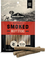Barkworthies USA Hickory Smoked Beef Stick Treats - 15 Count (Pack of 1) - All-Natural, Smoky Aroma, Crunchy, Great for Training