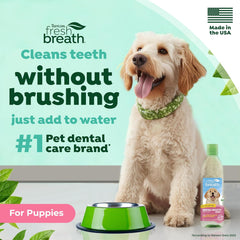 TropiClean Fresh Breath Water Additive for Puppies | Breath Freshener and Teeth Cleaning Solution | No Toothpaste or Toothbrush Required |