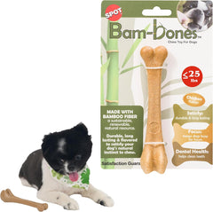 SPOT Bam-Bones Bone - Made with Strong Bamboo Fiber, Durable Long Lasting Dog Chew for Light to Moderate Chewers, Great Toy for Adult Dogs & Teething Puppies under 25lbs, Chicken Flavor