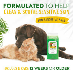 TropiClean Hypoallergenic Dog Wipes for Paws, Butt, Face and Body, Safe for Puppy, Puppy Essentials, Cleaning Deodorizing, Unscented, Cat Safe 100 count