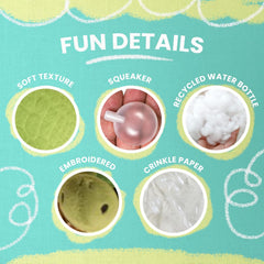 Snugarooz Hide and Seek Reef Plush Dog Toy with Repair Patch – 4-in-1 Soft & Durable Set for Chewing, Snuggling & Interactive Play – Made from Recycled Materials