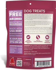 PLATO Pet Treats Jerky Dog Treats - Air-Dried Beef Jerky with Mushroom - Grain Free, High Protein