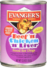Evanger'S Classic Recipes Grain Free Beef With Chicken & Liver Canned Dog Food 12.8 oz, 12 pk