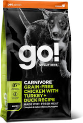 Go! Solutions Carnivore, Grain-Free, Protein Rich Dry Dog Food, Chicken, Turkey and Duck Puppy Recipe, Small Kibble