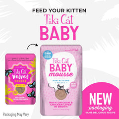 Tiki Cat Baby, Chicken and Chicken Liver, Grain-Free and Nutrient Rich, Wet Cat Food for Kittens 4 Weeks+