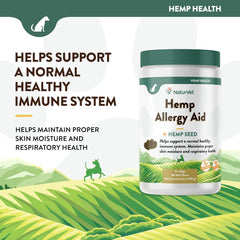 NaturVet Hemp Allergy Aid Supplement for Dogs, Hemp Seed, Antioxidants, Omegas, Dha & Epa for Healthy Skin & Respiratory Health, 60 Count
