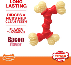 Nylabone Double Bone Power Chew Toy for Dogs, Dog Toys for Aggressive Chewers, Bacon Flavor, X-Small