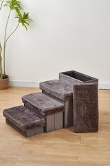 Pet Stairs for Dogs and Cats, 4 Steps, Soft Velvet Cover, Wooden Frame, Easy Assembly