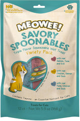 Savory Spoonables Variety Pack for Cats, 12 Count, Treat Your Cat to Triple Flavor Squeezable Lickable Wet Treats with Built-in Spoon for Less Mess