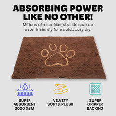 Dog Gone Smart Dirty Dog Doormat - Fast Drying Rug with Super Gripper Backing for Clean Floors - Super Absorbent and Machine Washable Mat for Muddy Paws