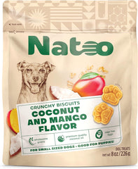 NATOO Biscuits for Small Dogs - Crunchy Treats Coconut & Mango – Healthy Natural Dog Biscuits, Rich in Omega 6, Prebiotics & Fibers, Antioxidants for Immunity (Puppies, 8 oz)