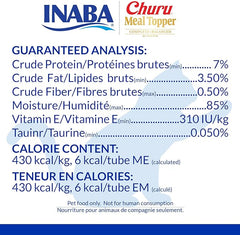 INABA Churu Meal Topper for Cats, Complete & Balanced, Creamy, Lickable Purée Cat Food Topper, 0.5 Ounce Tube, 4 Tubes (4 per Pack), Tuna Recipe