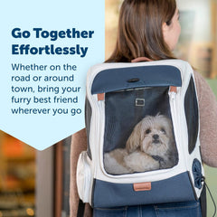 Solvit ProductPet Safe Happy Ride Backpack Pet Carrier - Perfect for Dogs & Cats up to 20lbs - Mesh Windows for Comfortable Travel - Harness Tether for Safety - Easy Access Treat Opening - Can be Secured in The Car