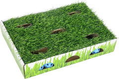 Petstages Catstages Grass Patch Hunting Box Interactive Bat & Swat Game for Indoor Cats, 3 Jingle Balls Included, Green
